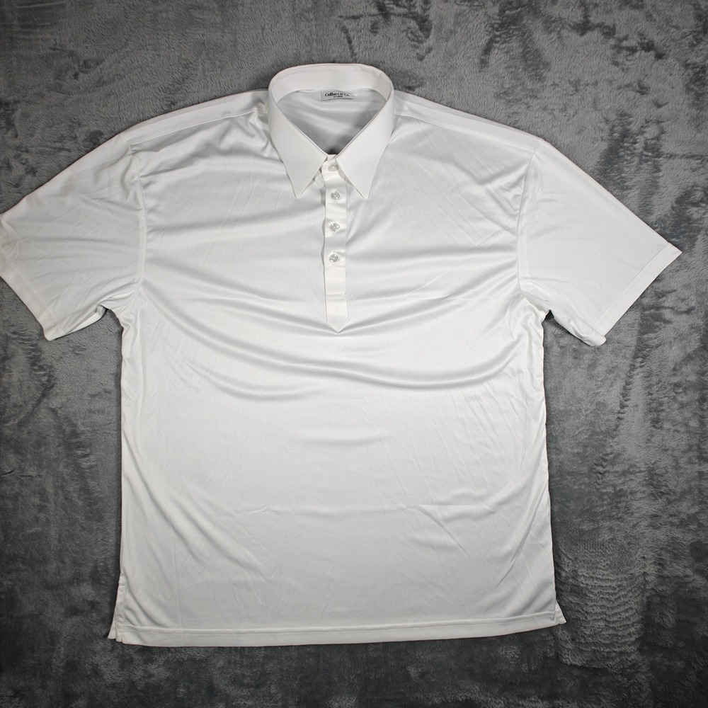 Collars & Co Dress Collar Polo Mens 2XL White Short Sleeve Performance Shirt
